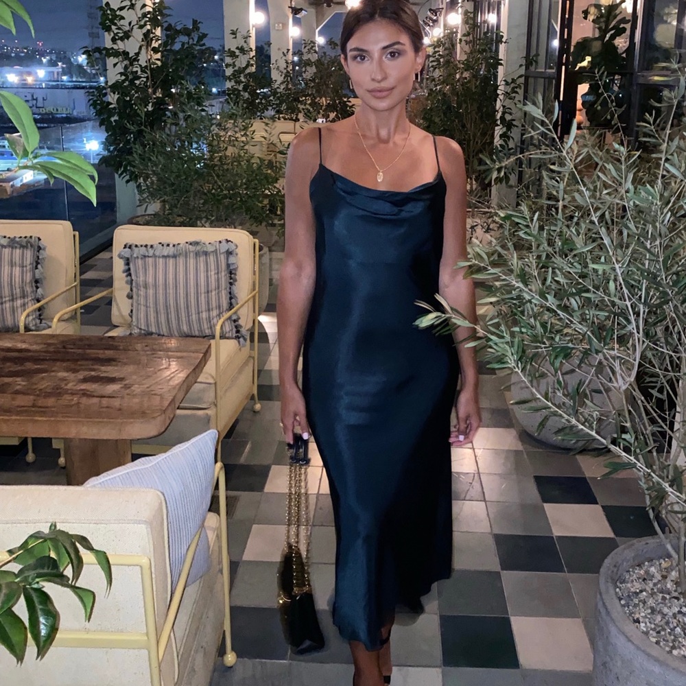 ZARA EMERALD GREEN SLIP DRESS